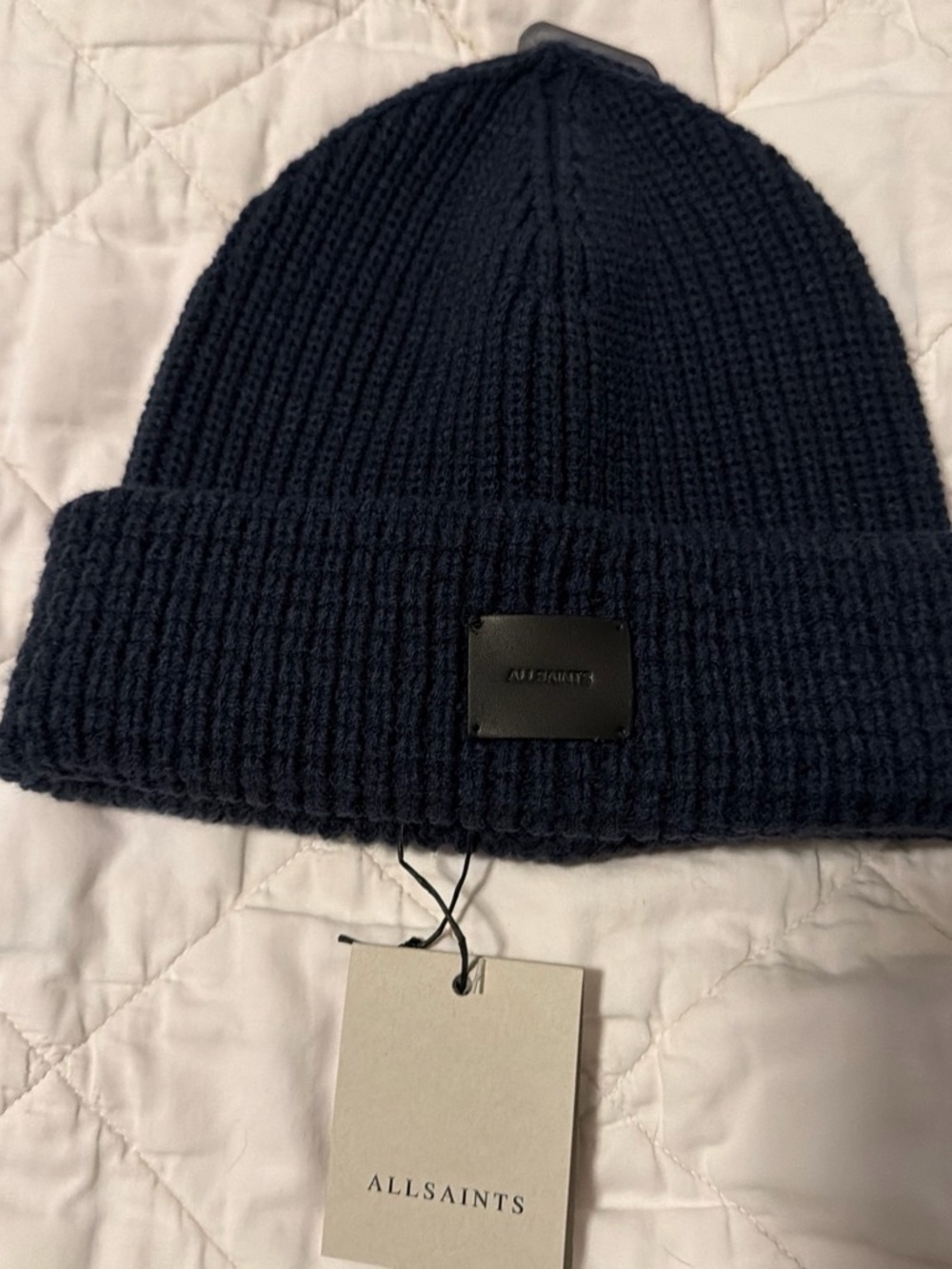 All Saints Dark Navy Ribbed Cuff Beanie